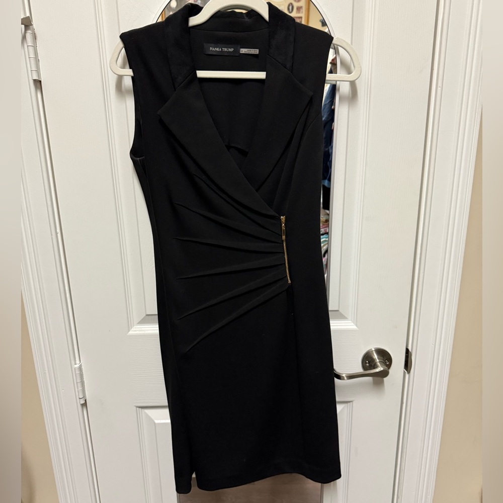 Ivanka Trump Black Midi Dress with Gold Zipper